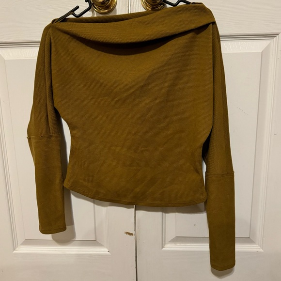 House Of Harlow 1960 Womens Sweater Bronze Olive Waffle Knit Pullover Size Small - Picture 5 of 5